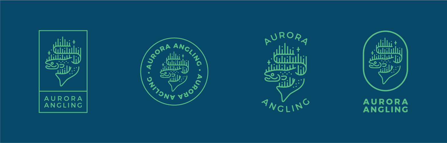 Aurora Angling logo lockup variations